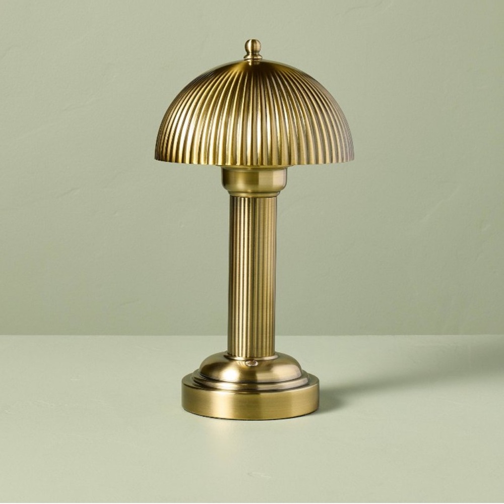 Hearth & Hand With Magnolia 11.5" Fluted Metal Rechargeable Lamp Brass.
